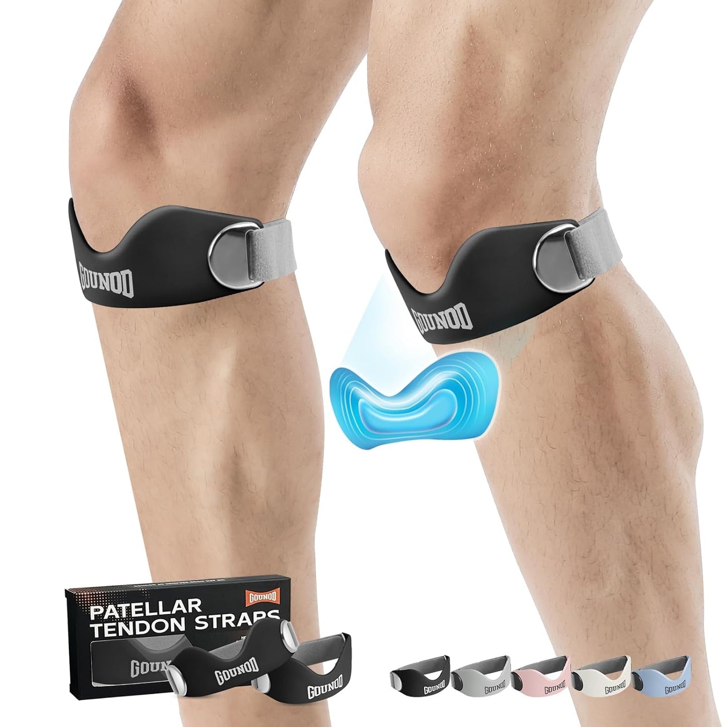 Patellar Support Strap For Knee Pain and Tendonitis (2 straps - Pair)